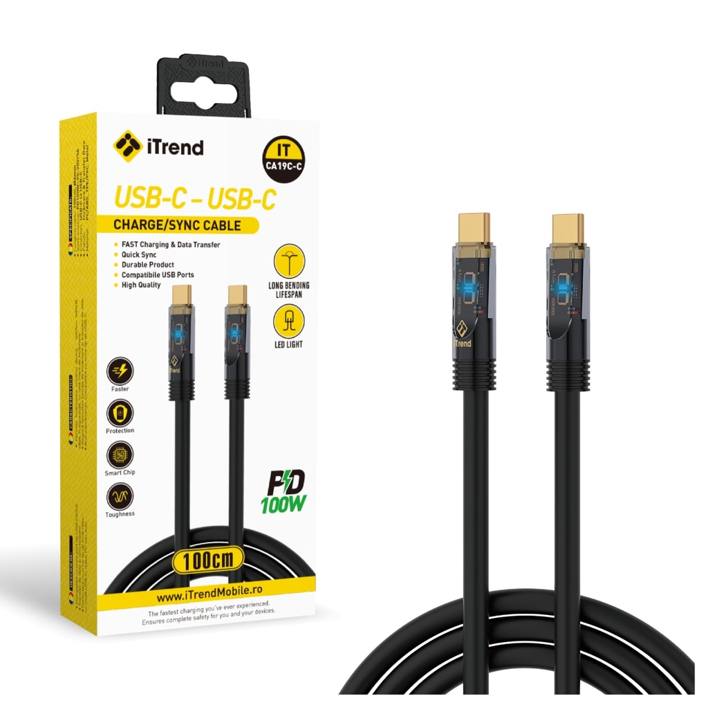 Data and Charging Cable, USB-C to USB-C, 1m, BLACK (CA19C-C)