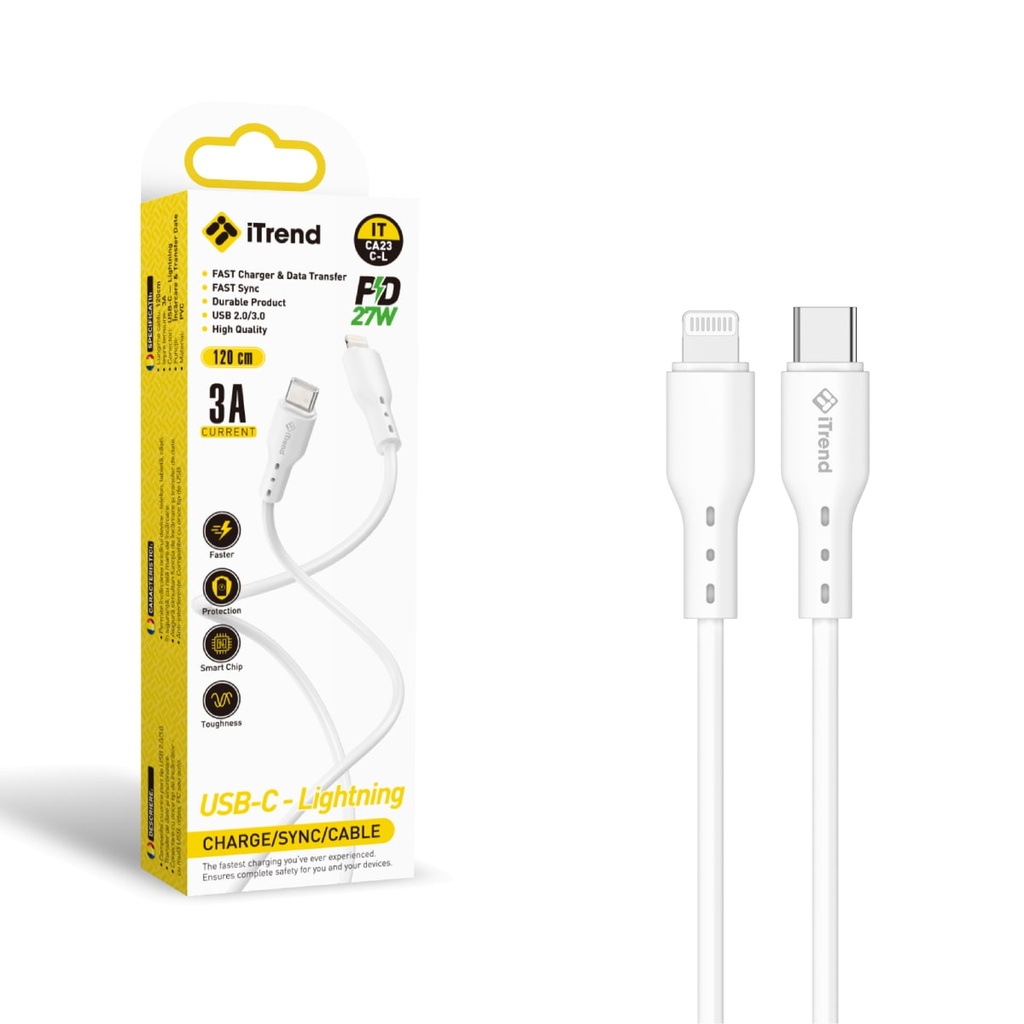 Cablu Date si Incarcare, USB-C la Lightning, 1.2m, ALB (CA23C-L)