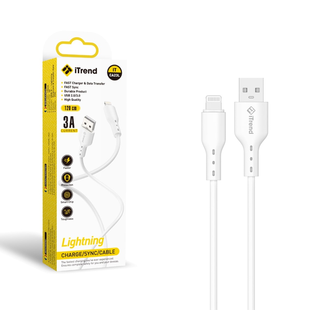 [CA23L-WH] Cablu Date si Incarcare, USB-A la Lightning, 1.2m, ALB (CA23L)