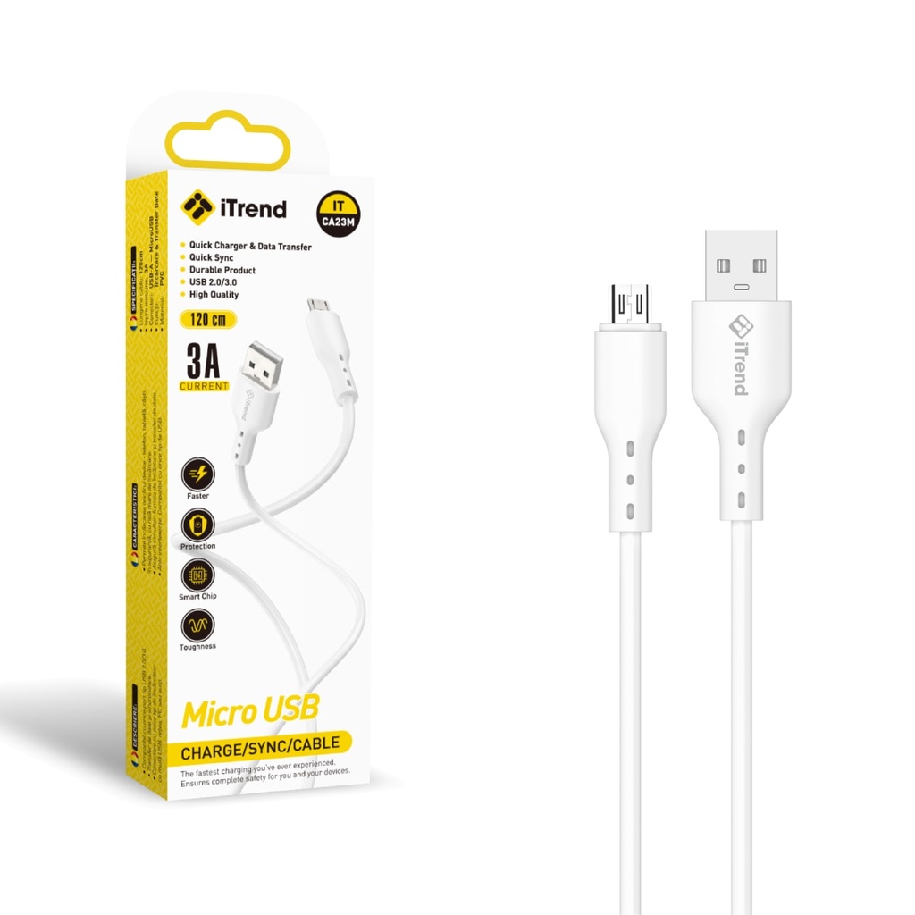 [CA23M-WH] Cablu Date si Incarcare, USB-A la Micro-USB, 1.2m, ALB (CA23M)