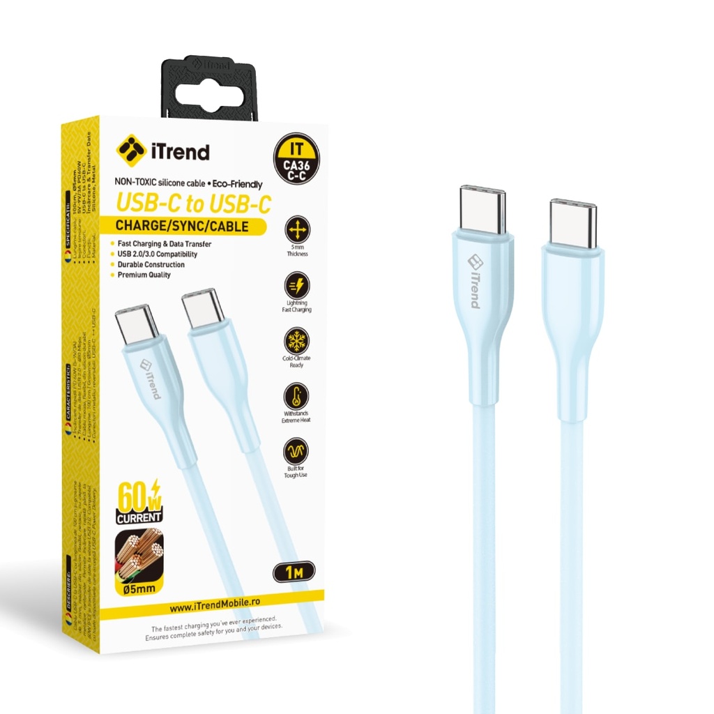 [CA36C-C-BL] Cablu Date si Incarcare, USB-C la USB-C, 1m, BLUE (CA36C-C)