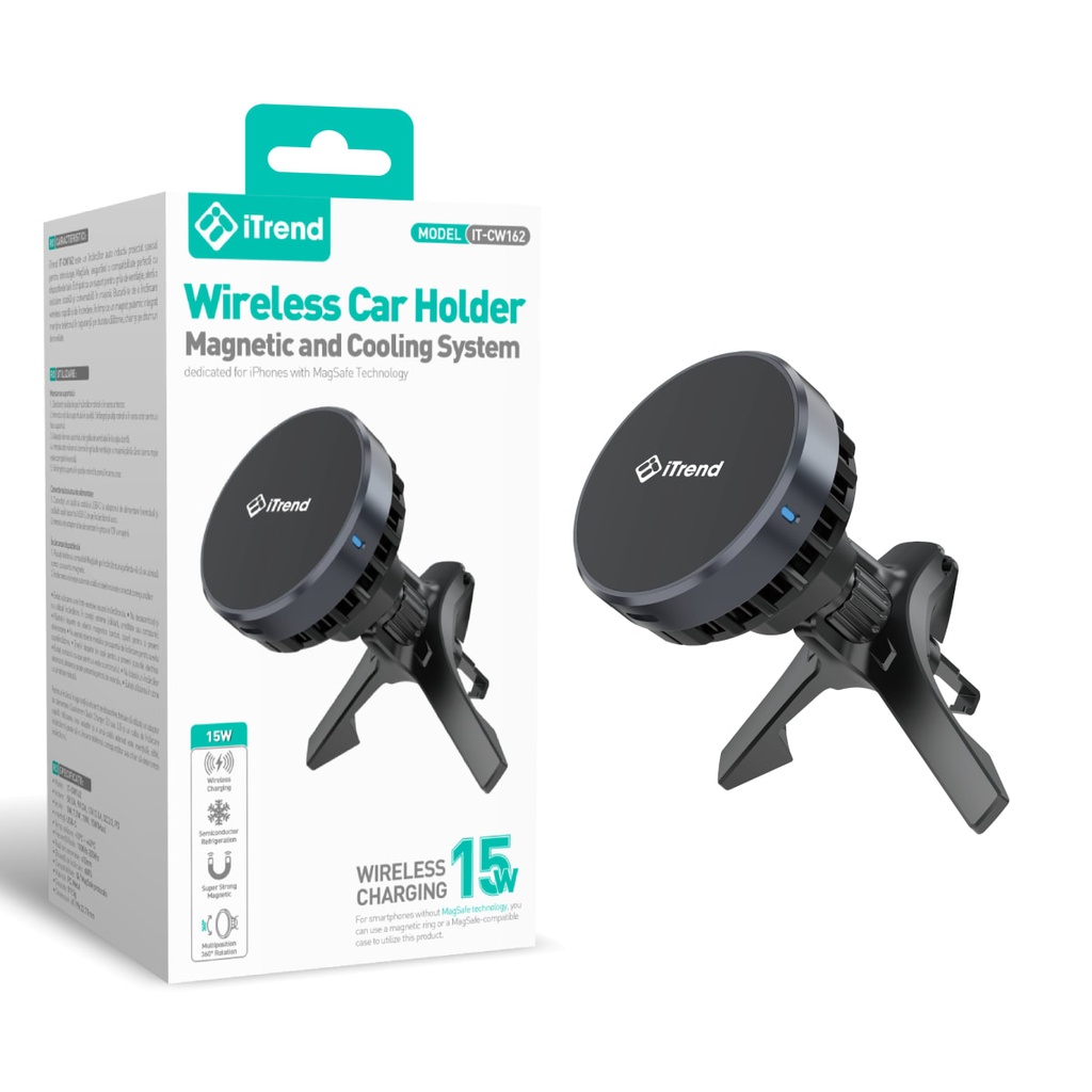 [CW162-BK] Incarcator Auto Wireless, 15W, NEGRU (CW162)