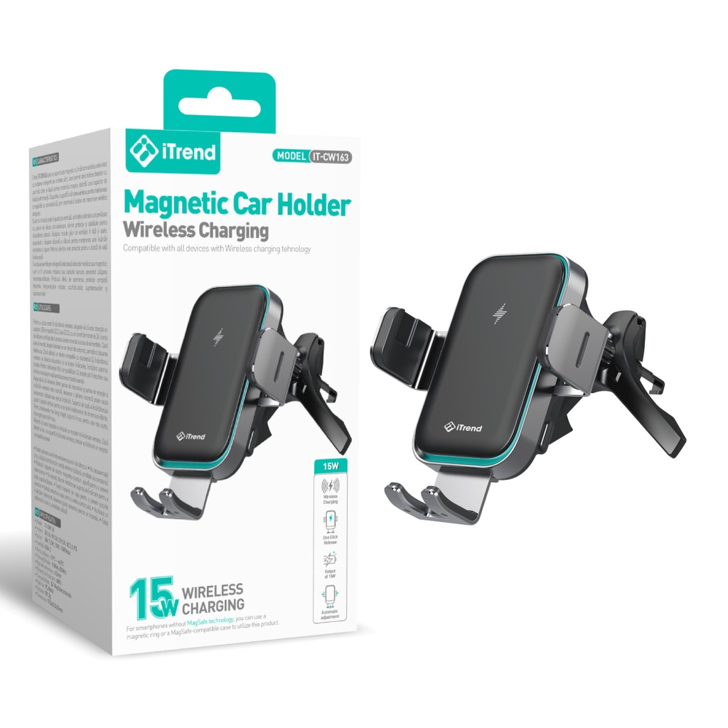 [CW163-BK] Incarcator Auto Wireless, 15W, NEGRU (CW163)