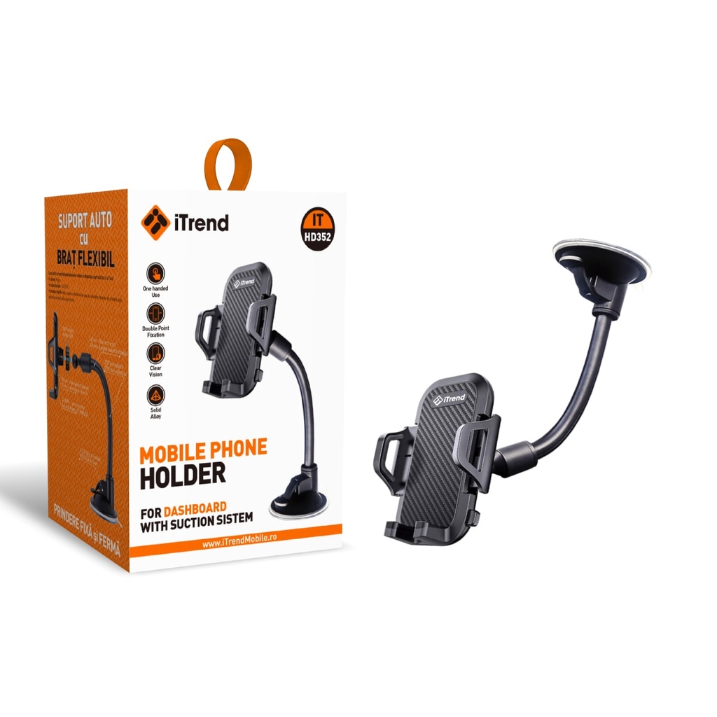[HD352-BK] Suport Auto, Fixare Cleme, Brat Flexibil, NEGRU (HD352)