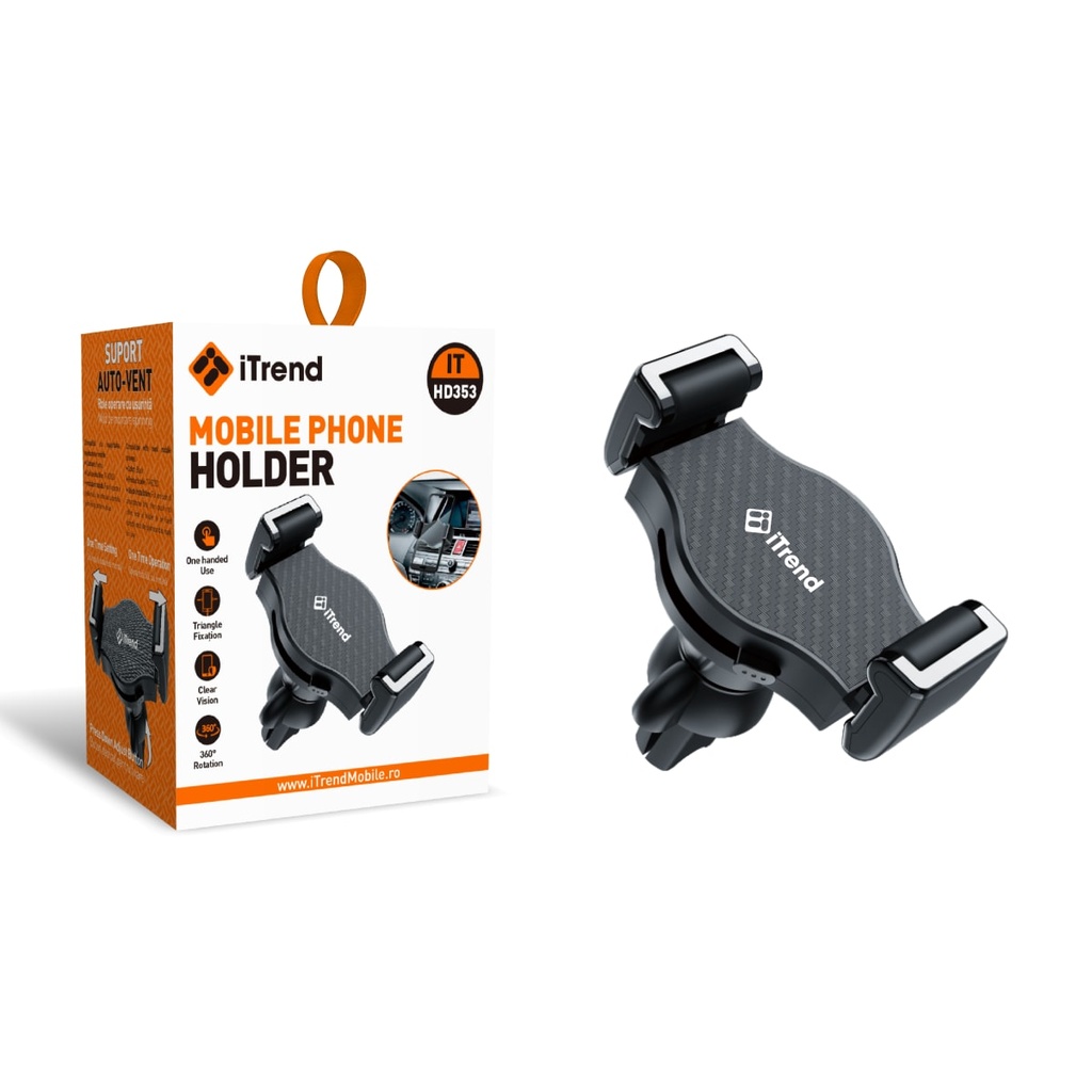[HD353-BK] Suport Auto, Montaj Ventilatie, Fixare Cleme, NEGRU (HD353)