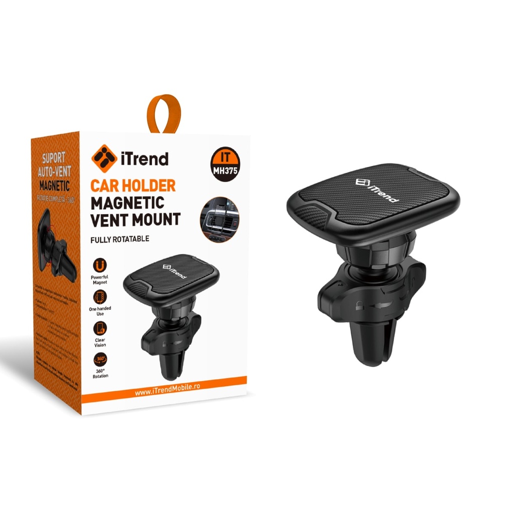 [MH375-BK] Suport Auto, Montaj Ventilatie, Fixare Magnet, NEGRU (MH375)