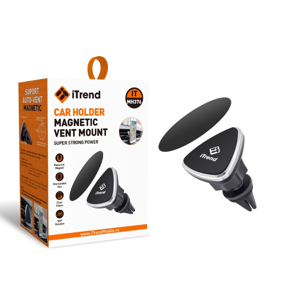 [MH376-BK] Car Holder, Mount Vent, Grip Magnet, BLACK (MH376)