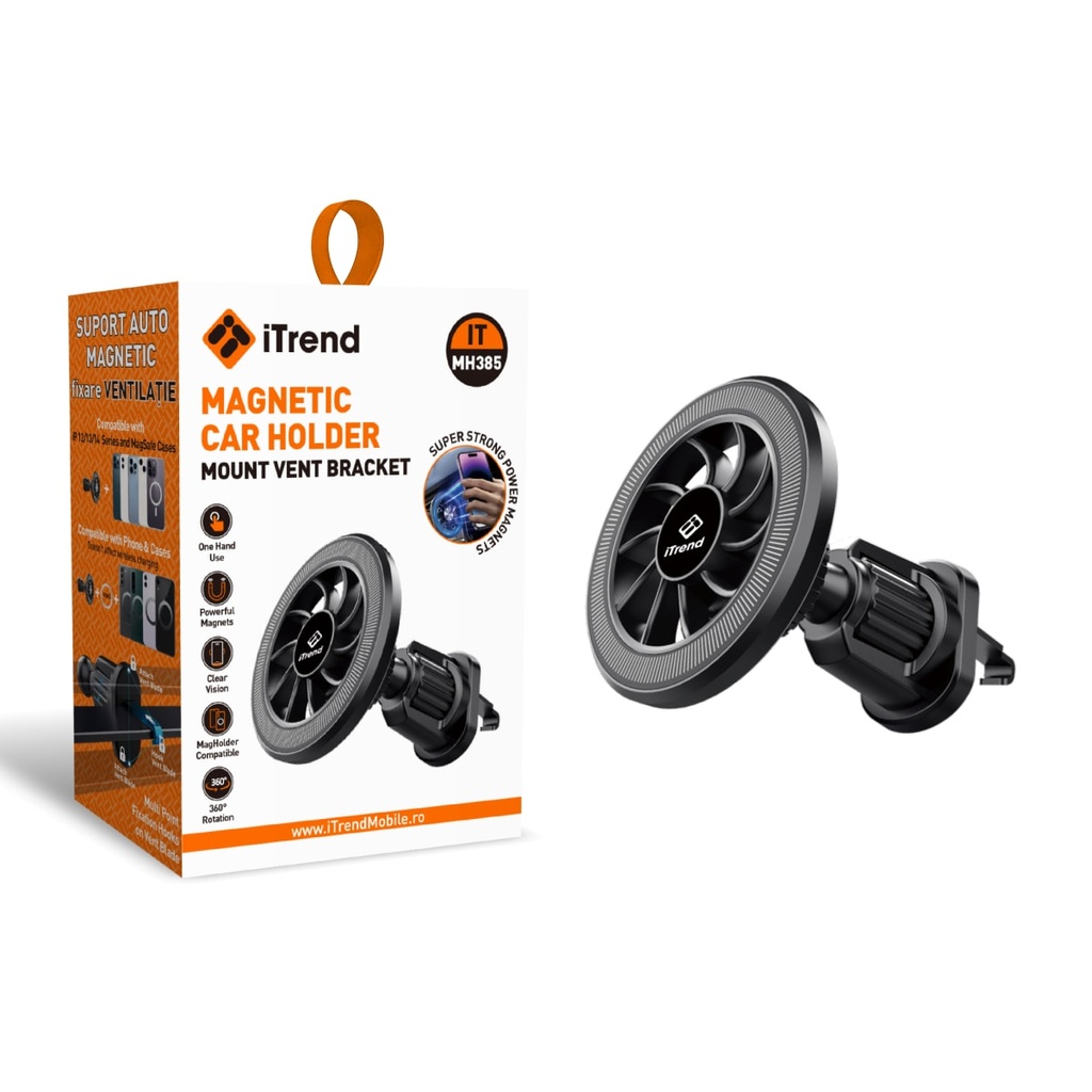 [MH385-BK] Car Holder, Mount Vent, Grip Magnet, BLACK (MH385)