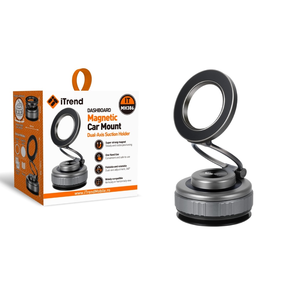 [MH386-BK] Car Holder, Grip Magnet, 360° Rotation, BLACK (MH386)