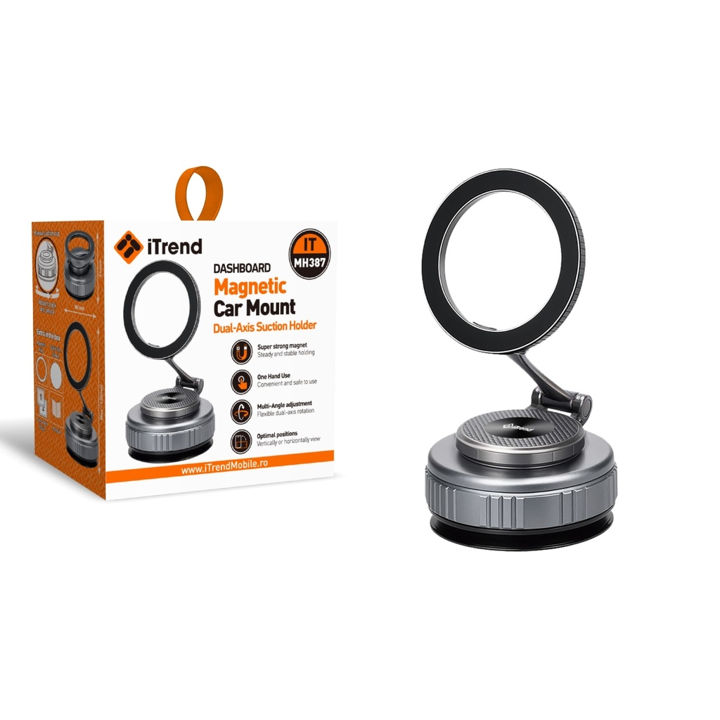 [MH387-BK] Car Holder, Grip Magnet, 360° Rotation, BLACK (MH387)