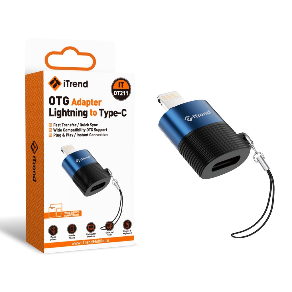 [OT211-BL] Adaptor OTG, Lightning la USB-C, 20cm, Negru/BLUE (OT211)