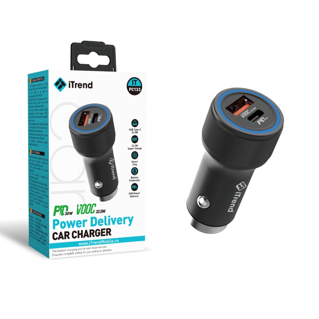 [PC133-BK] Car Charger, 42.5W, 1xUSB-C, PD, BLACK (PC133)