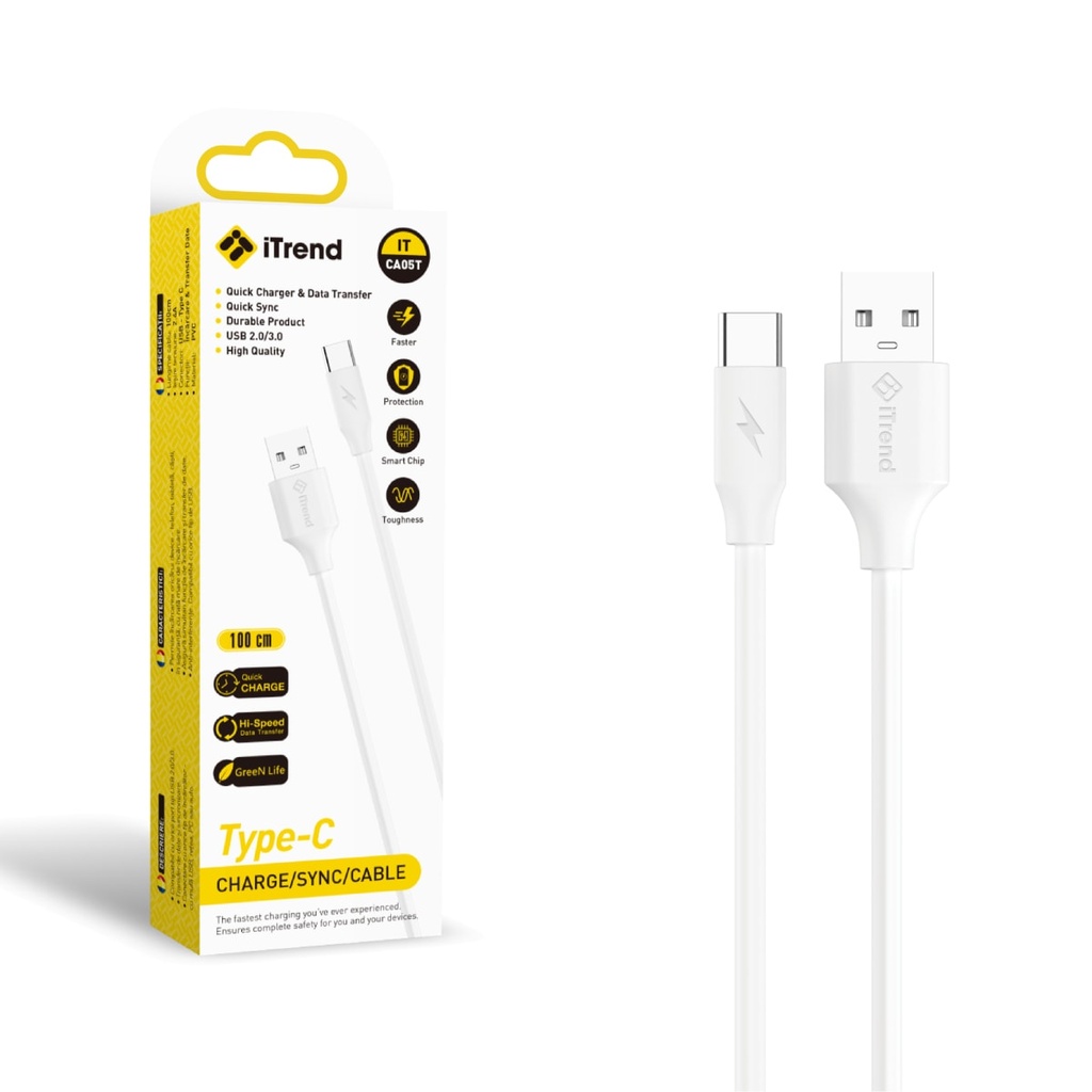 [CA05T-WH] Cablu Date si Incarcare, USB-A la USB-C, 1m, ALB (CA05T)