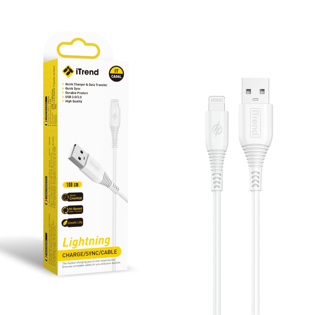[CA06L-WH] Cablu Date si Incarcare, USB-A la Lightning, 1m, ALB (CA06L)