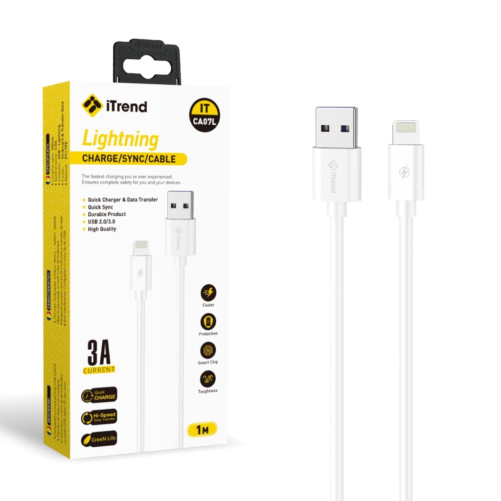 [CA07L-WH] Cablu Date si Incarcare, USB-A la Lightning, 1m, ALB (CA07L)