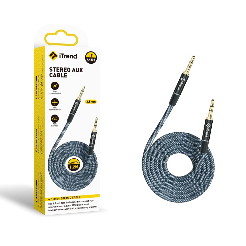 [AX201-BK] Cablu Audio, 3.5mm (M) la 3.5mm (M), 1.2m, NEGRU (AX201)