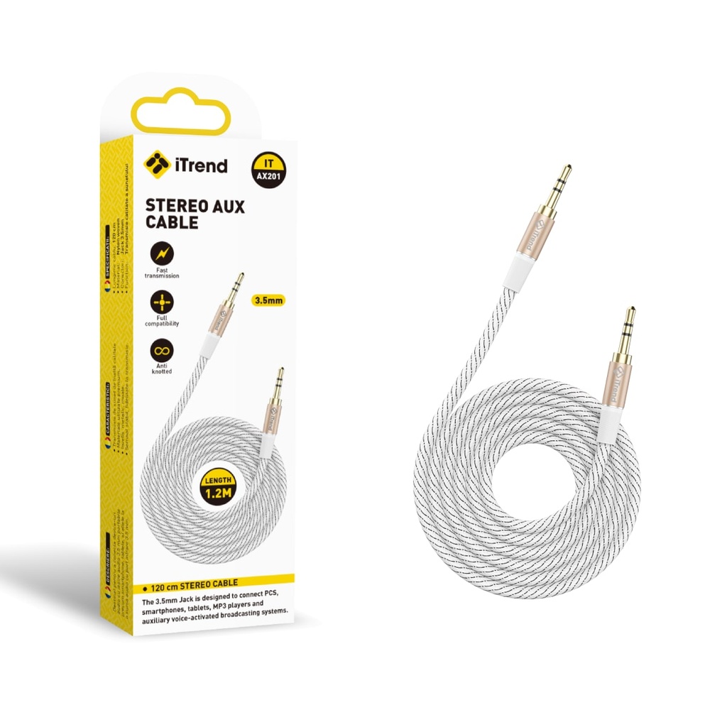[AX201-WH] Cablu Audio, 3.5mm (M) la 3.5mm (M), 1.2m, ALB (AX201)