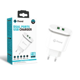 Incarcator Retea, 3.1A, 2xUSB-A, ALB (T56)
