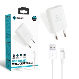 Incarcator Retea cu Cablu Lightning, 1m, 1A, 1xUSB-A, ALB (T57L)