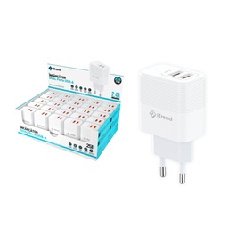 Incarcator Retea, 2.4A, 2xUSB-A, ALB (T58)